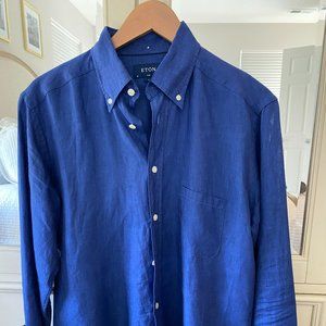 Eton Linen Casual Button Down Shirt (Medium)